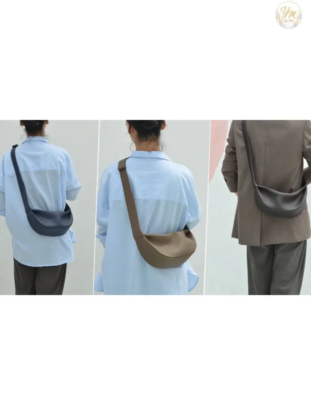 Genuine Leather Sling Bag Crossbody Hobo Crescent Women Handbag Adjustable Strap